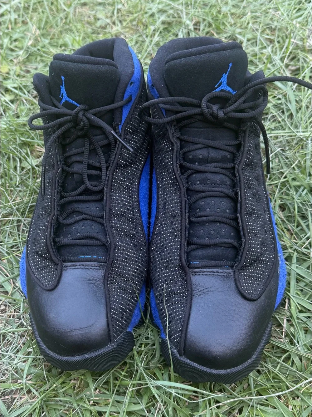 Jordan Black and Royal Blue High-Top Basketball Sneakers